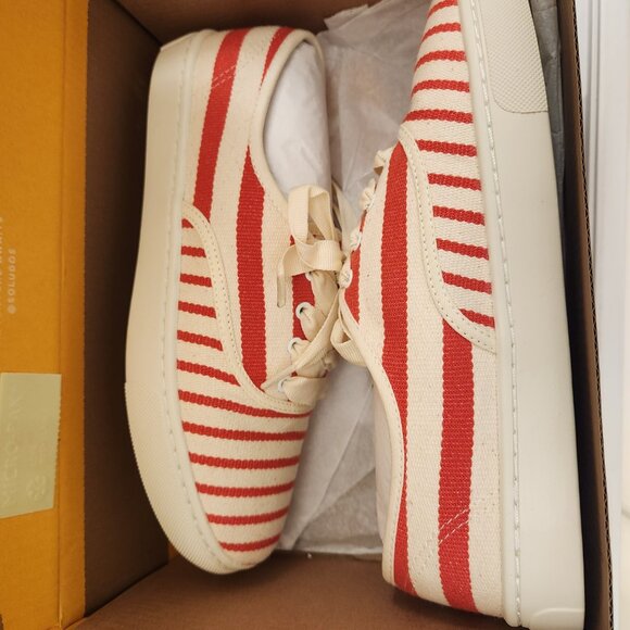 Soludos "Marin" Stripe Sneakers in Poppy Red. NIB. Size 7.5 - Picture 8 of 10